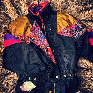 Vintage ski Jacket, Nevica Virage with ski lift tickets attached from 1994